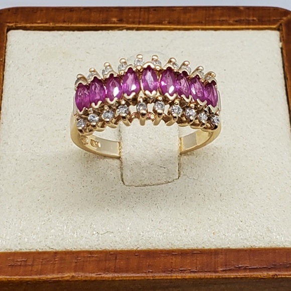 1.73ctw Ruby & Diamond Band Ring 14k solid Gold - Picture 13 of 13